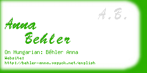 anna behler business card